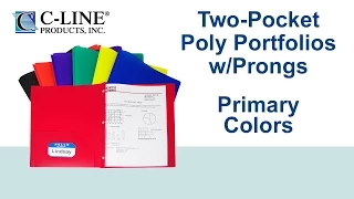 Two-Pocket Poly Folder with Prongs Assorted Primary Colors - C-Line Products