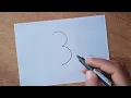 How To Draw A Monkey With Number 3 Number Drawing Easy