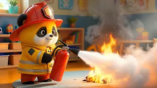 Panda Axel vai ser bombeiro e apagar o incêndio no jardim de infância! Desenho animado infantil
