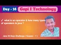 Day-16 What is operator Types of operators in java Java Full Stack Course Core java Mr Gopi