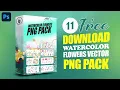 Watercolor png flowers clip pack free Adobe Photoshop