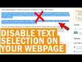 How to disable selection on your webpage