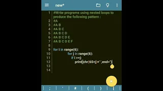 Python code to print pattern using nested loop