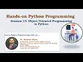 Hands-on Python Programming - Session 14 By Dr Rizwan Alam Classes and Objects in Python Prog