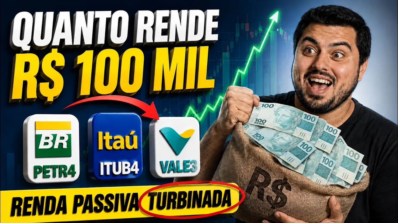 Quanto RENDE R$ 100 MIL em ITUB4, PETR4 e VALE3?