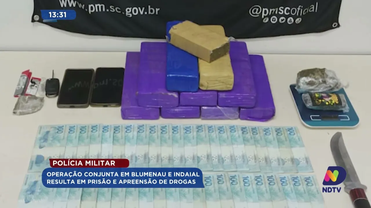 Operação conjunta em Blumenau e Indaial resulta em prisão e apreensão de drogas