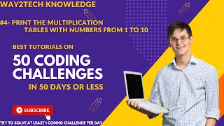 - Print the multiplication tables with numbers from1 to 10 using JS 50 CODING CHALLENGES