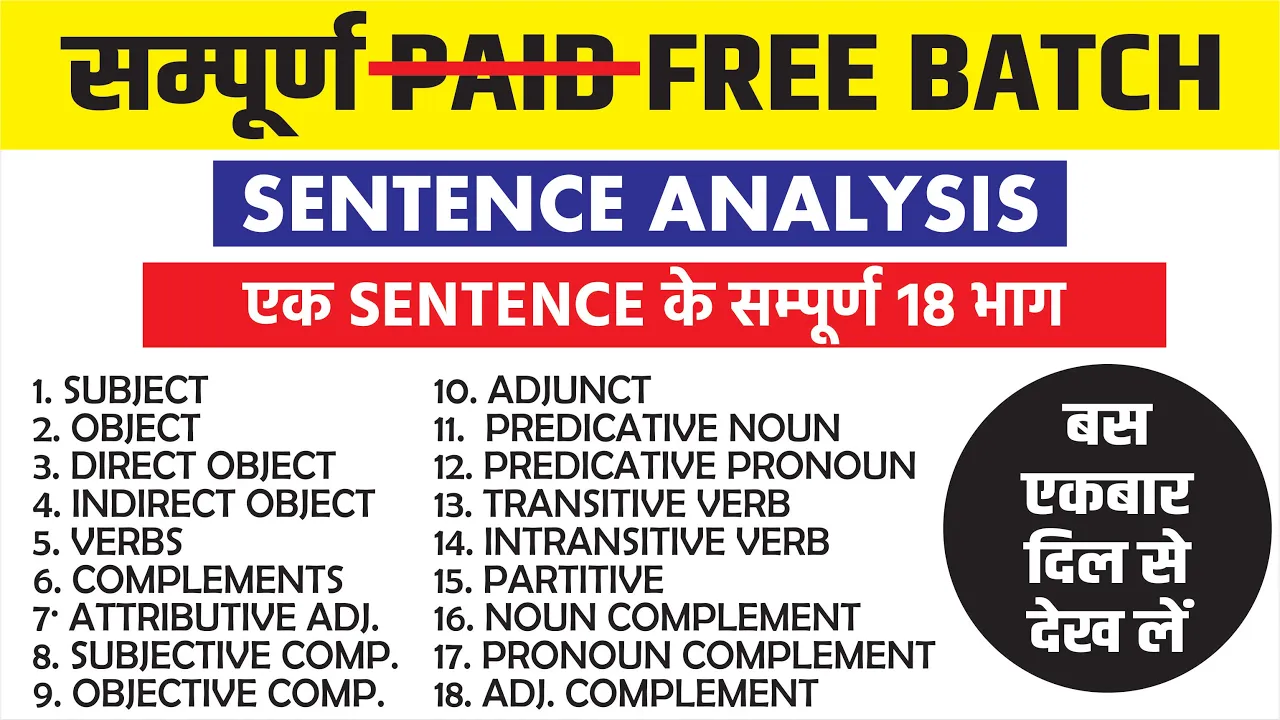 Object Complement Adjunct Partitive Transitive Intransitive || Paid English Grammar || by Sumit Sir