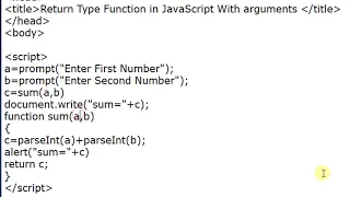 Return Statement Function in JavaScript in Hindi By Anu Monga