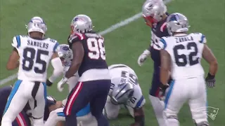 Jeremiah Pharms Jr corrals Jack Plummer for 9-yard sack
