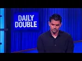 Cris Pannullo 21-day Jeopardy defending champion found DAILY DOUBLE to start off the game tonight