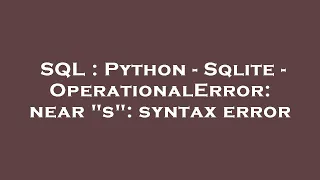 SQL Python - Sqlite