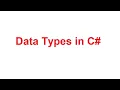 Data Types in C CSharp Data Types with Examples