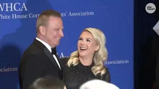 Karoline Leavitt walks 2026 White House Correspondents Dinner red carpet with husband