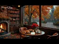 Lagu Regenachtige herfstochtendjazz 🍂 Zachte jazzmuziek en een gezellige open haard