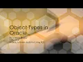 Object type in oracle Pl-SQL Object oriented programming in oracle
