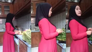 bundha hijab montok live pakai gamis ketat