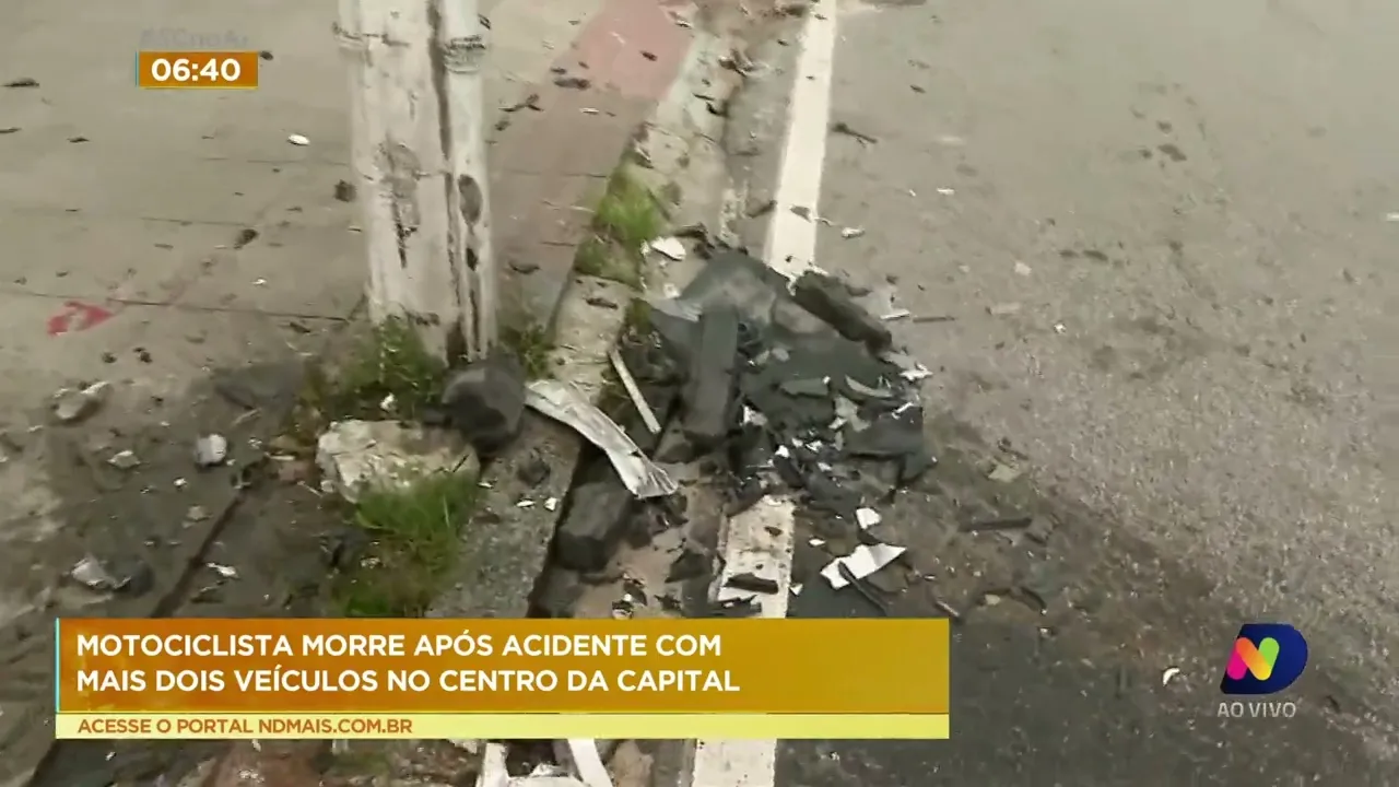 Motociclista morre em grave acidente no Centro de Florianópolis na noite da última quinta-feira