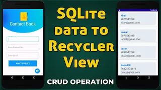 SQLite to RecyclerView Android Display SQLite data in RecyclerView