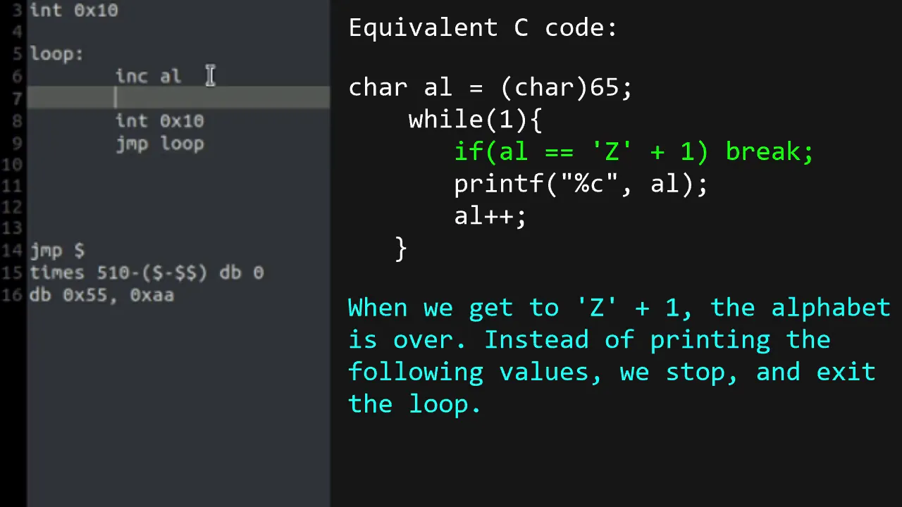 Making an OS (x86) Chapter 2 - BIOS, Printing the Alphabet, Conditional Jumps