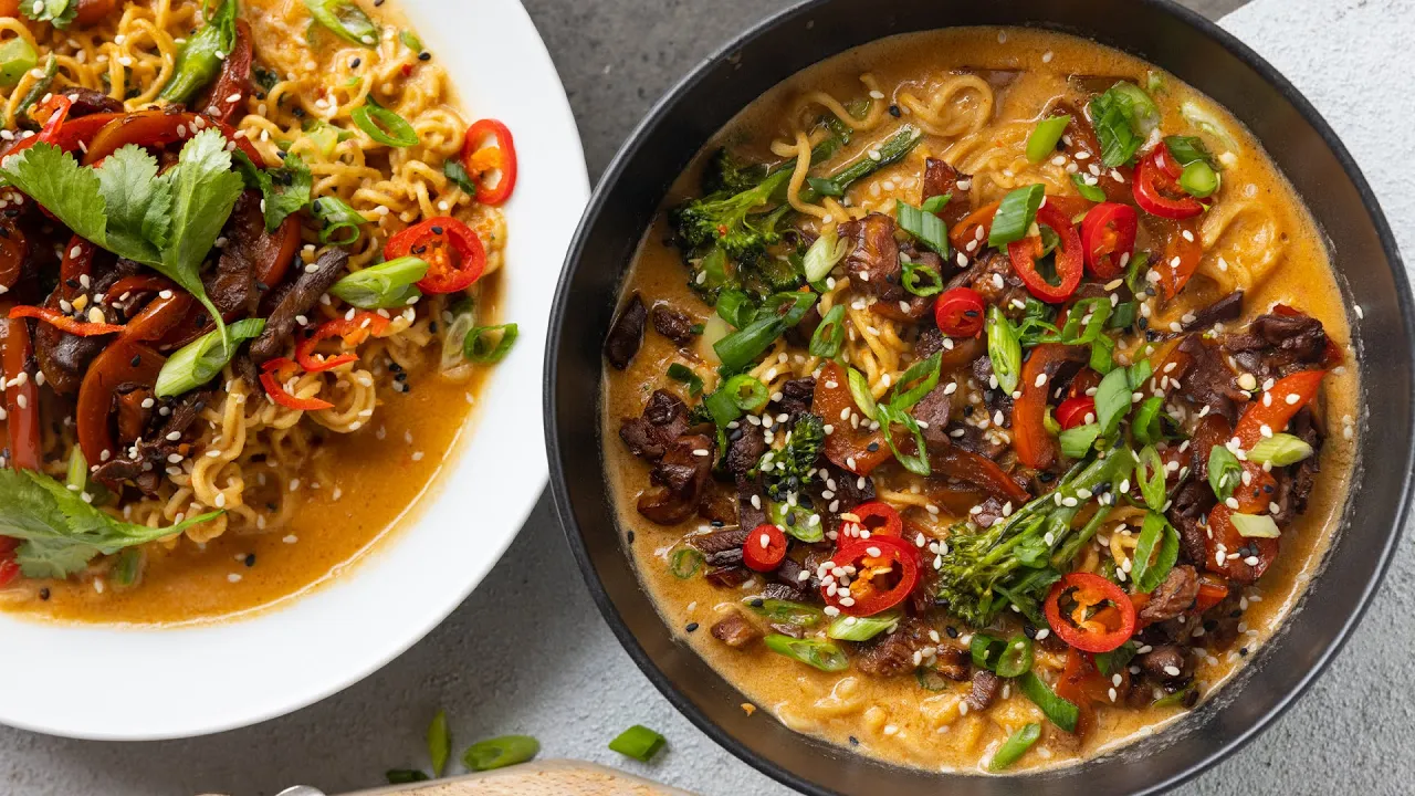 THAI RED CURRY RAMEN BOWL   VEGAN RECIPE