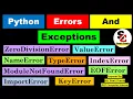 Errors and Exceptions in Python CBSE Class 11 and 12 Computer Science