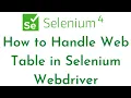 How to Handle Web Table in Selenium Webdriver Capture Dynamic WebTable In Selenium Selenium