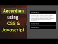 How to create an Accordion using CSS Javascript Accordion With HTML CSS And Javascript