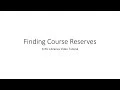 Finding Course Reserves