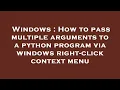 Windows How to pass multiple arguments to a python program via windows right-click context menu