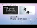 Sony WF SP800N Wireless headphones earbuds Unbox and Pair