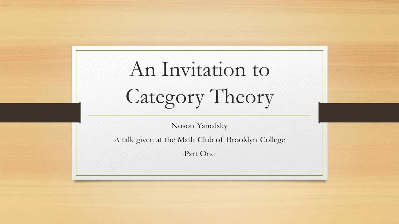 An Invitation to Category Theory (Part 1)