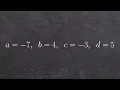 Evaluate an expression with three variables