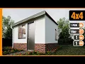 Plano de CASA de 4x4 pequena y economica Casa 4x4 prefabricada planos GRATIS MONOAMBIENTE 16 m2