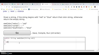 Solution to seeColor CodingBat problem