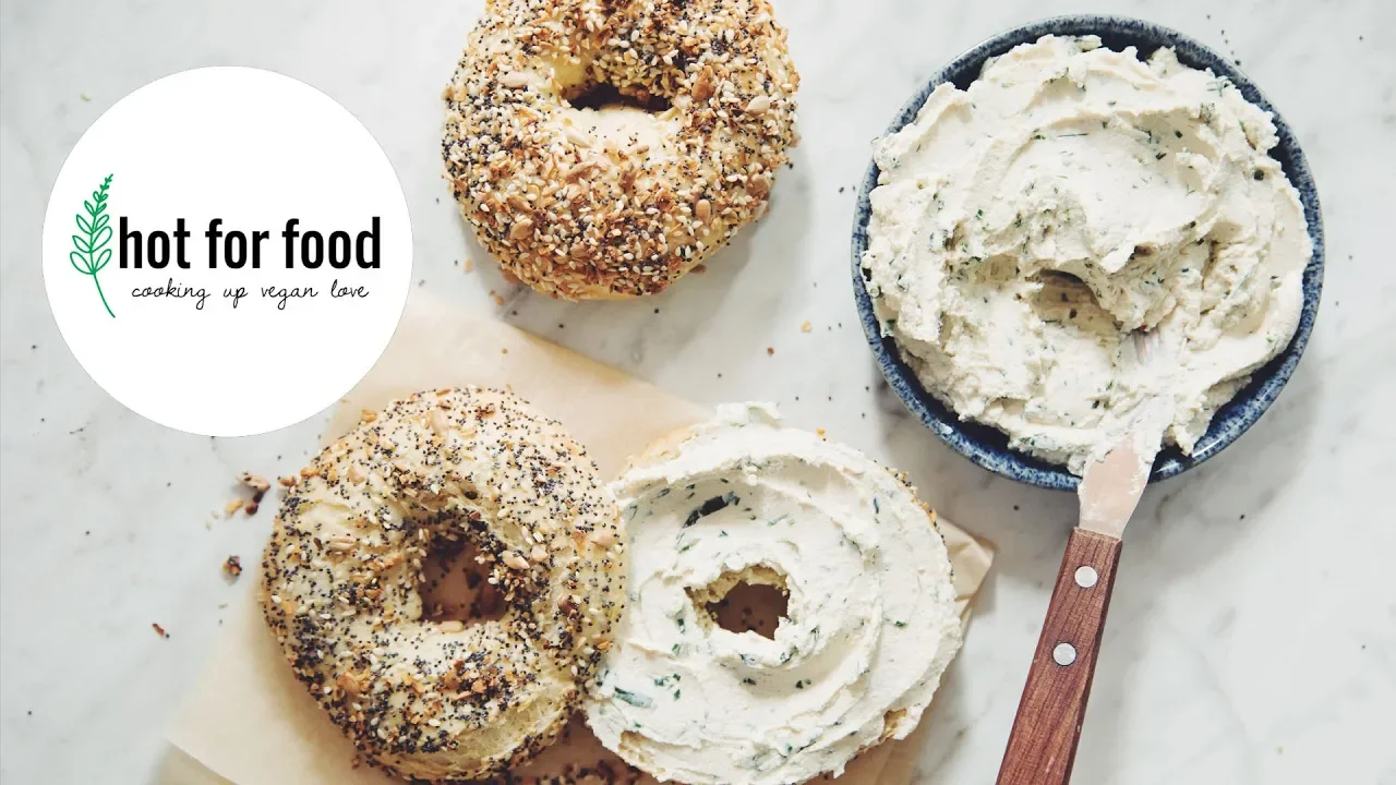 everything bagels with herb & garlic cream cheese (vegan)   hot for food