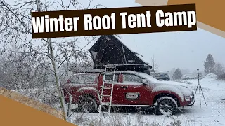 Snowy Winter Camping in the Tenbox Cargo roof tent