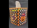 Pumpkin Witch Checkered Pattern Plastic Canvas Tissue Box Cover
