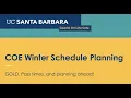 Winter 2022 Schedule Planning Workshop