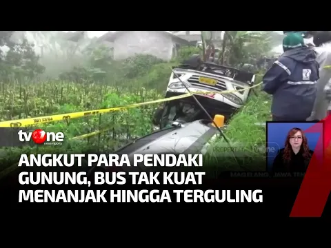 Tidak Menguasai Medan, Bus Rombongan Pendaki Merbabu Terguling di Magelang