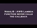 NodeJS AWS Lambda function never calls the callback