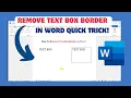 How To Remove Text Box Border In Word