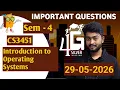 Introduction To Operating Systems Important Questions May June 2026 Exam CS3451 4G Silver Academy