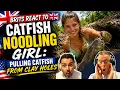 BRITS REACT to Catfish Noodling Girl Pulling Catfish from Clay Holes in the Banks of the River