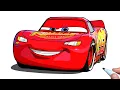 How to draw a LIGHTNING MCQUEEN step by step Pixar Cars