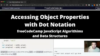 Accessing Object Properties with Dot Notation Basic JavaScript freeCodeCamp tutorial