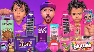 تحدي السناكات البنفسجيه ضد الورديه واخيرا المحزم المليان صار عاقل 