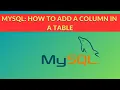 How to Add Column in a MySQL Table