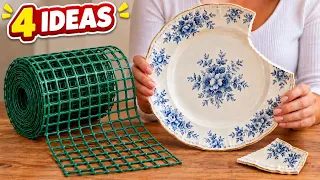 Look What I Made with an Old Broken Plate and Garden Mesh! 4 DIY Ideas | ASMR