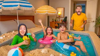حولنا سرير وغرفه بابا لمسبح ومدينه العاب مائيه أغنياء  الكابيتانو راح فيها  دندنها
